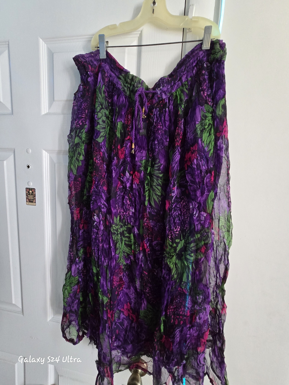 Purple Floral Crinkle Maxi Skirt Size XL